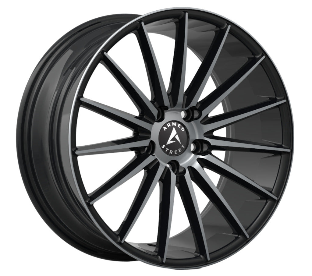 Armed Wheels RIVAL GLOSS BLACK MACHINED  STREET) 19X8.5 5X108/5X110/5X120 32 Offset 74.1mm Center Bore
