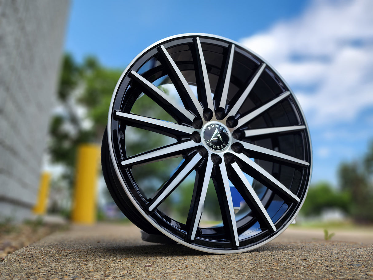 Armed Wheels RIVAL GLOSS BLACK MACHINED  STREET) 19X8.5 5X108/5X110/5X120 32 Offset 74.1mm Center Bore