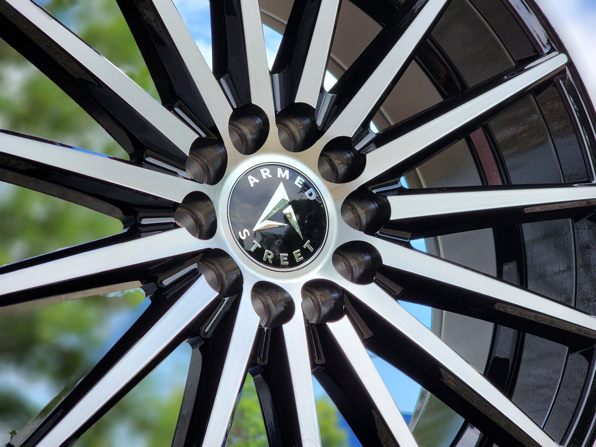Armed Wheels RIVAL GLOSS BLACK MACHINED  STREET) 19X8.5 5X108/5X110/5X120 32 Offset 74.1mm Center Bore